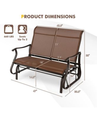 2-Person Patio Glider Bench with High Back and Curved Armrests