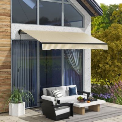 Outsunny 8' x 6.5' Patio Retractable Awning Sunshade Shelter, Beige