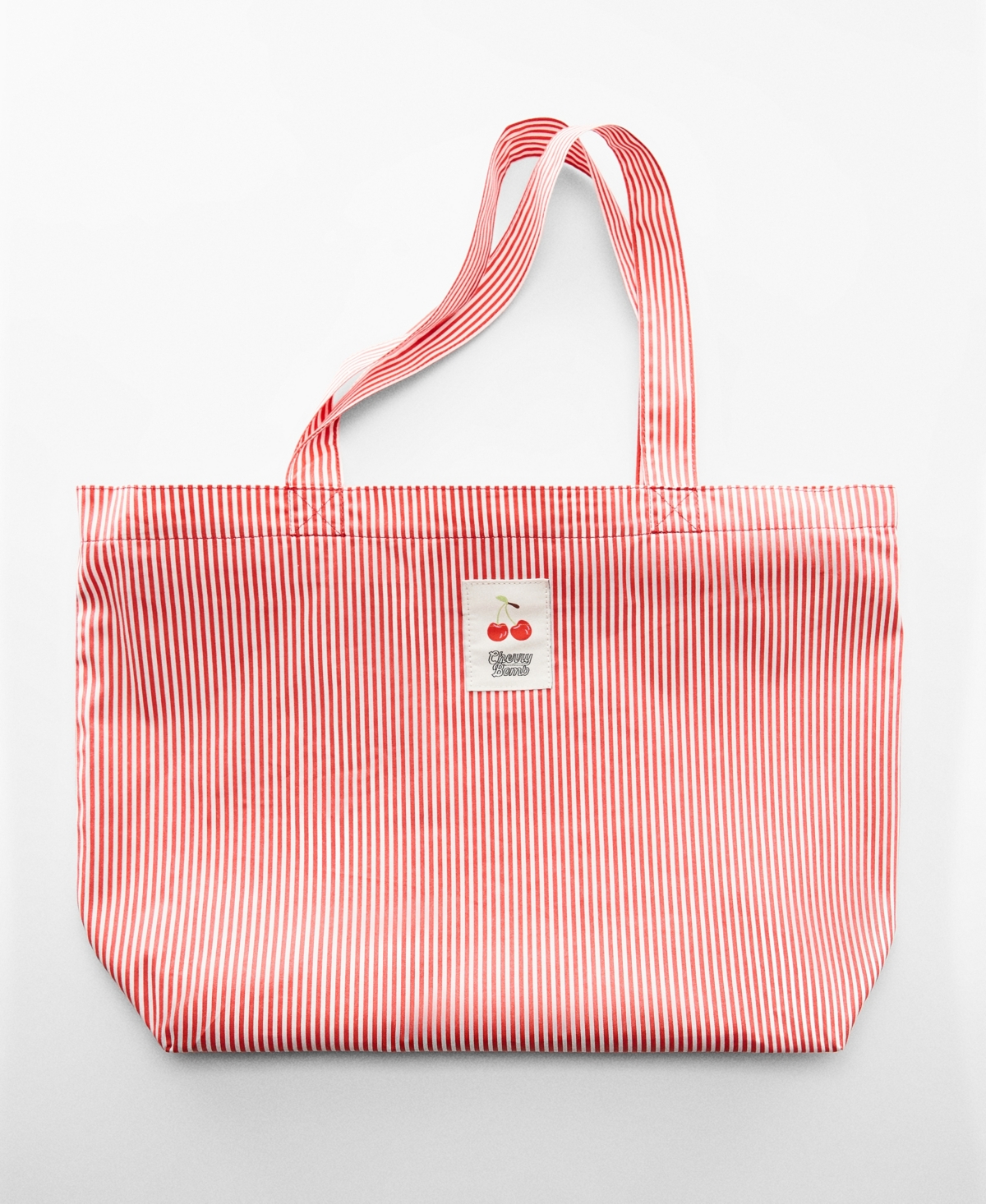 Shop Mango Women's Striped Shopper Bag In Red
