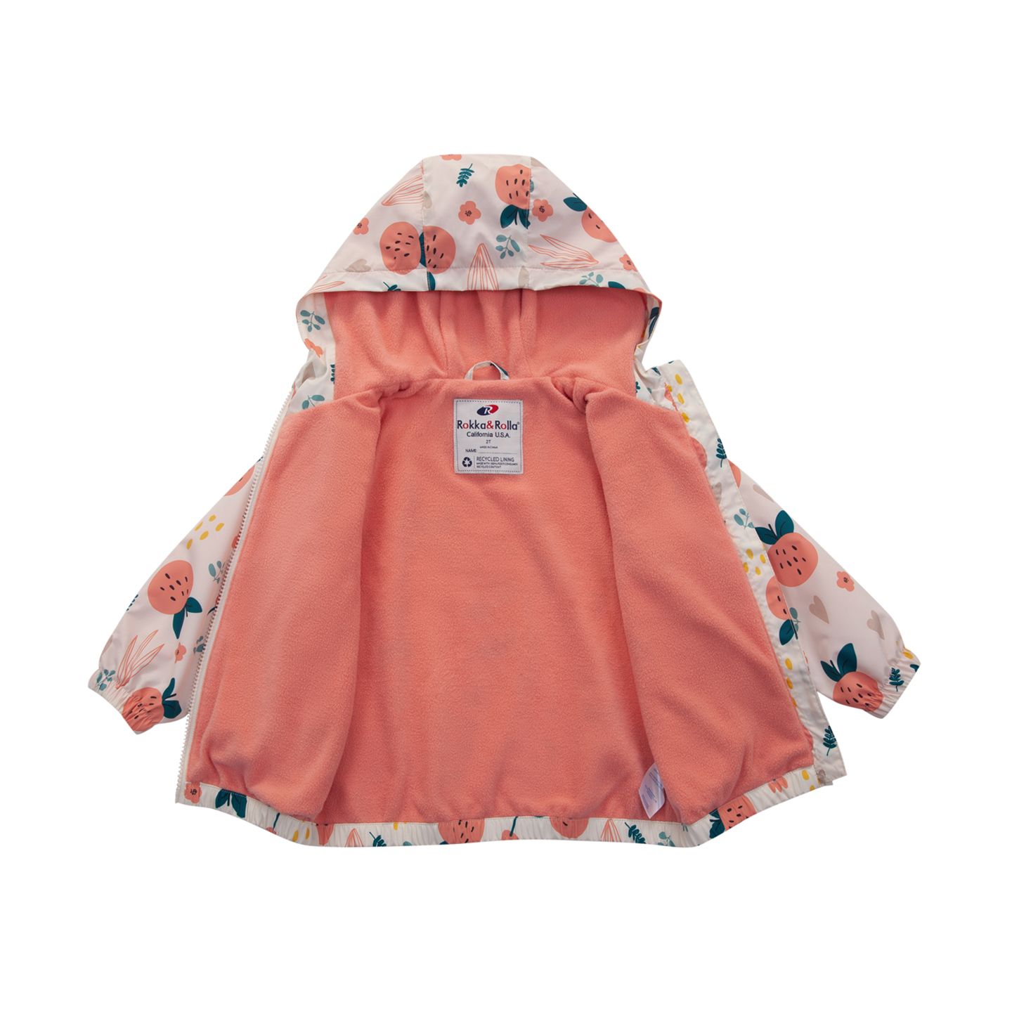 Куртка Rokka&Rolla Fleece Lined Windbreaker Rain Jacket для девочек-малышей, цвет: Кремовый — фото 4