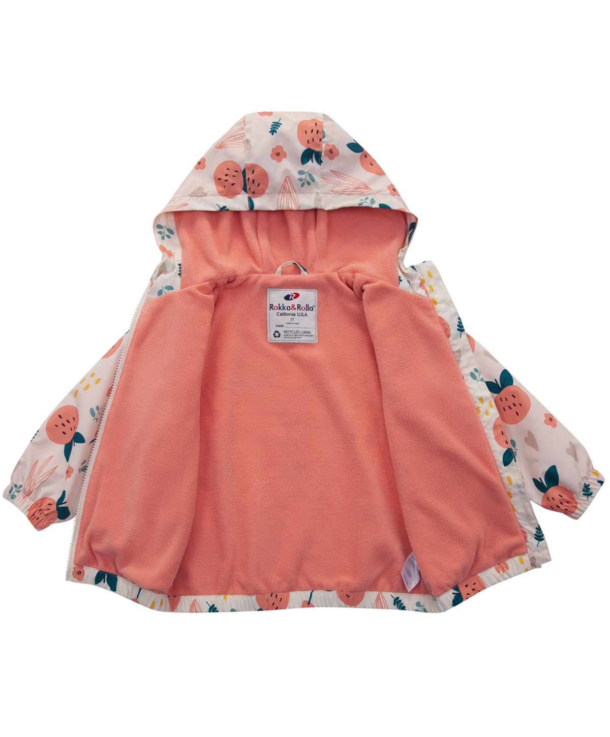 Rokka&Rolla Toddler Girls Fleece Lined Windbreaker Rain Jacket
