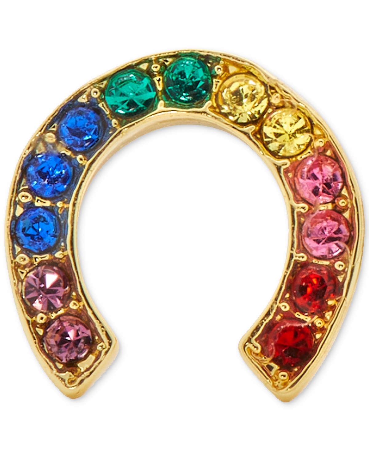 KATE SPADE GOLD-TONE MULTICOLOR PAVE HORSESHOE & CLOVER MISMATCH STUD EARRINGS 