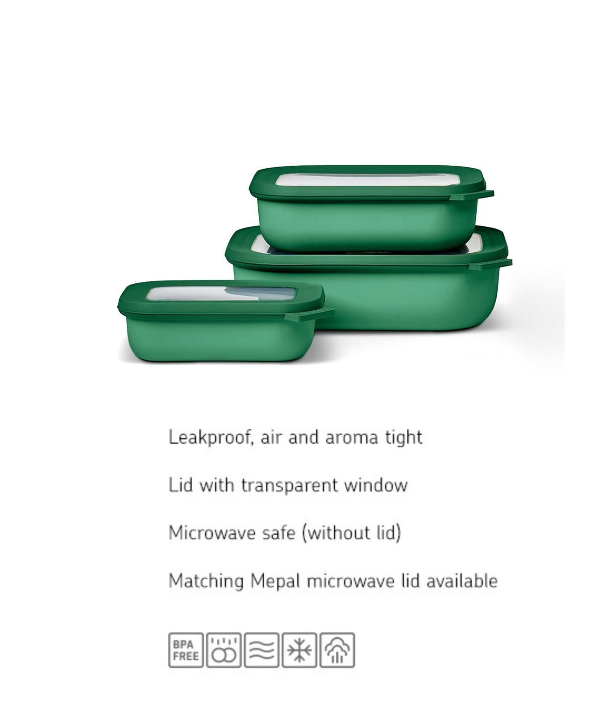 Mepal Cirqula 3pc. Rectangular Shallow Multi Bowl Set In Green