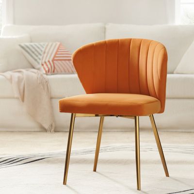 Aruna Velvet Side Chair with Metal Legs