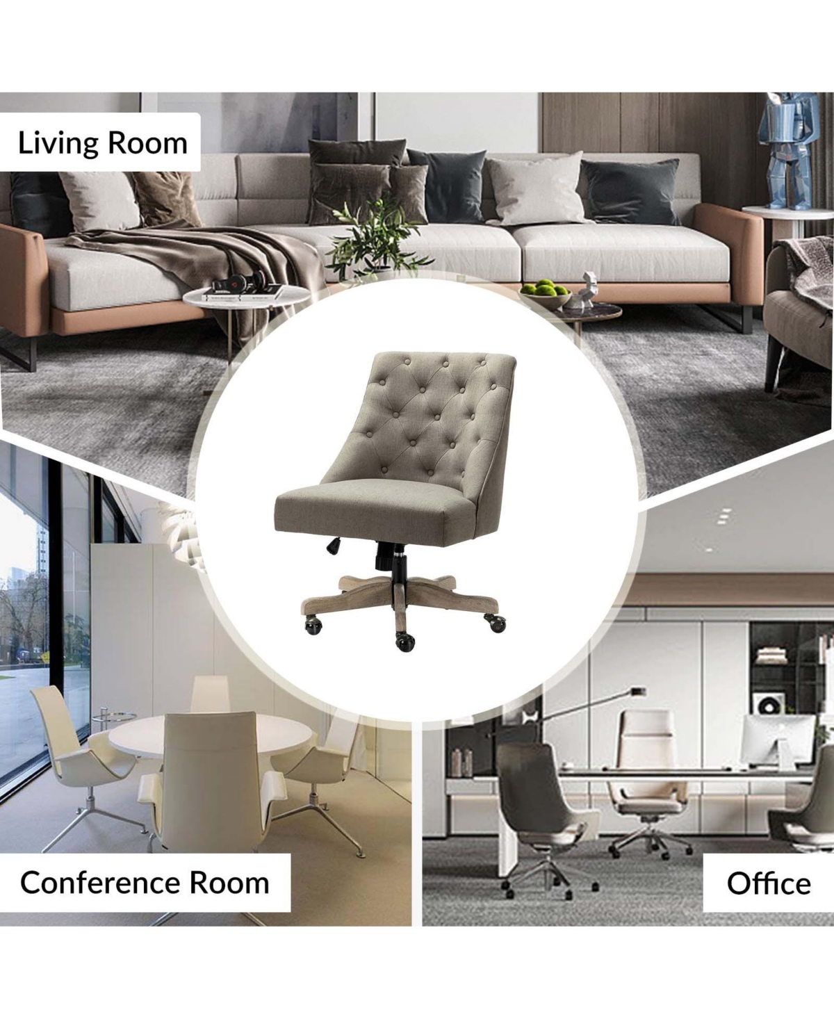 Modern Upholstered Tufted Armless Home Office Chair