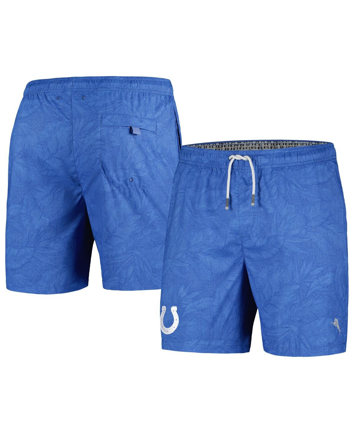 Men's Royal Indianapolis Colts Naples Layered Leaves Swim Trunks - Colts-lt B