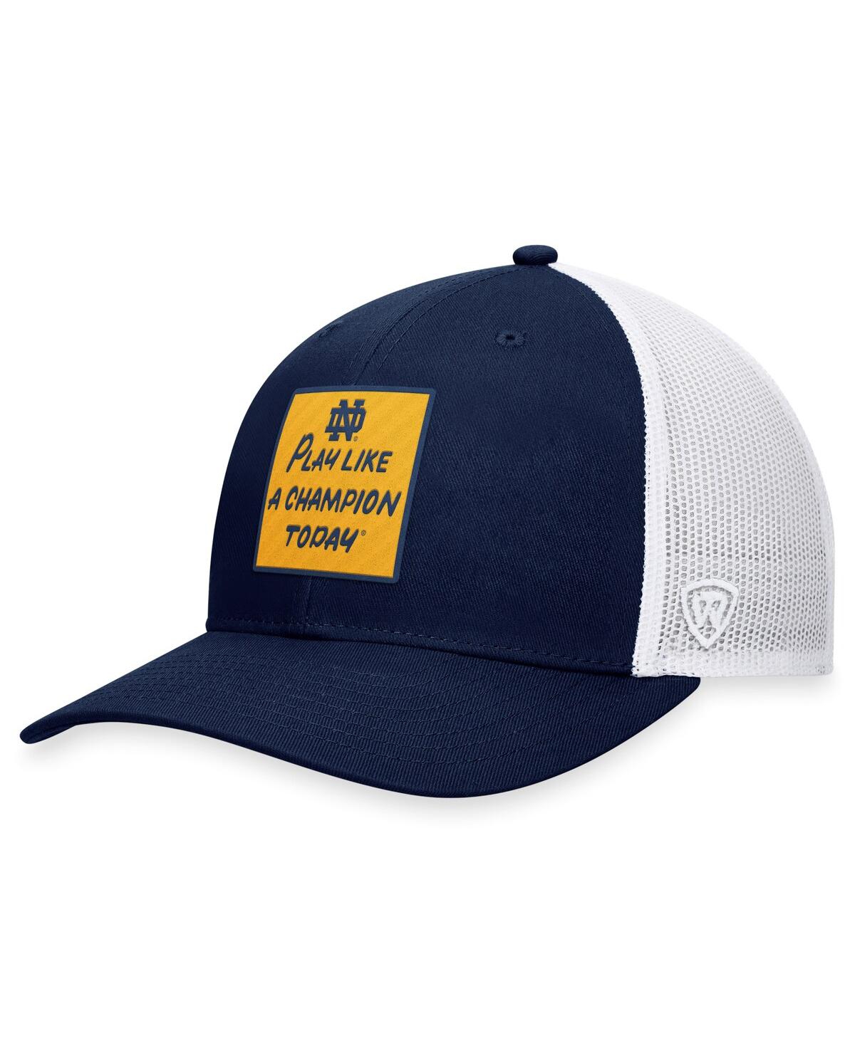 Men's Navy/White Notre Dame Fighting Irish Play Like A Champion Today Patch Trucker Adjustable Hat - Trad N/w