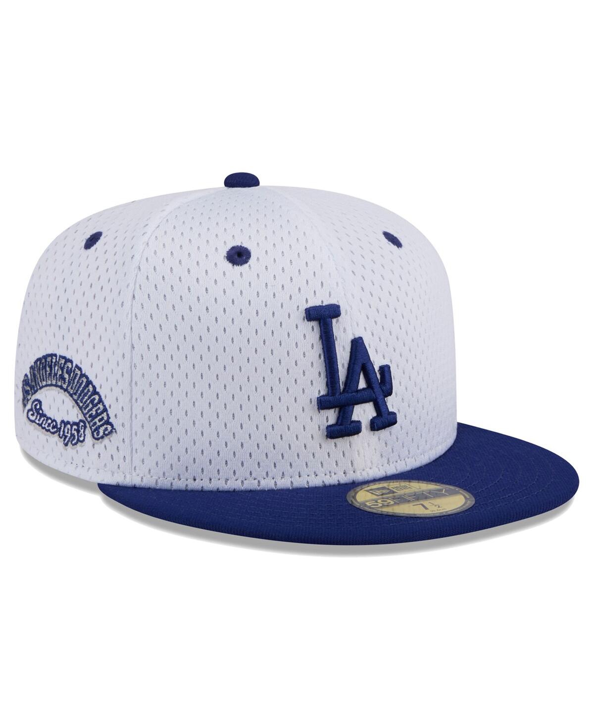 Shop New Era Men's White Los Angeles Dodgers Throwback Mesh 59fifty Fitted Hat In White Roya