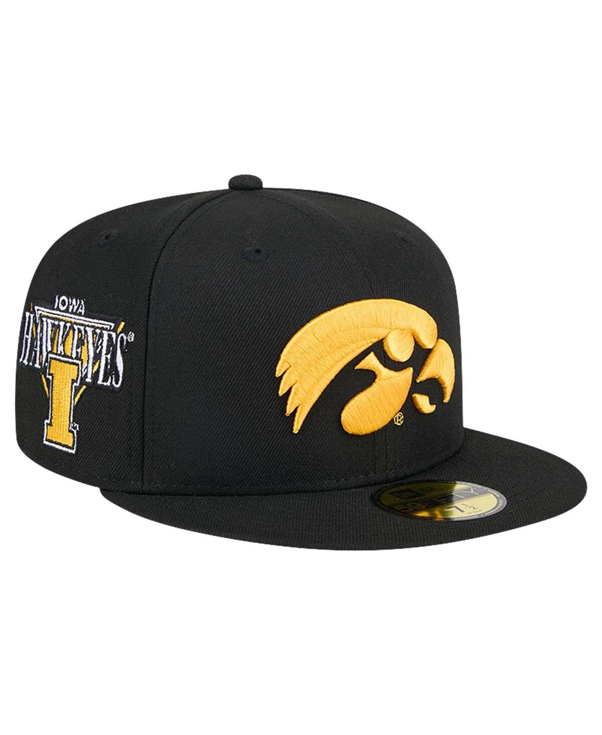 Shop New Era Men's Black Iowa Hawkeyes Throwback 59fifty Fitted Hat