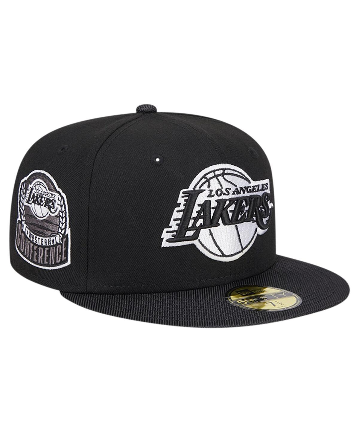 Shop New Era Men's Black Los Angeles Lakers Active Satin Visor 59fifty Fitted Hat