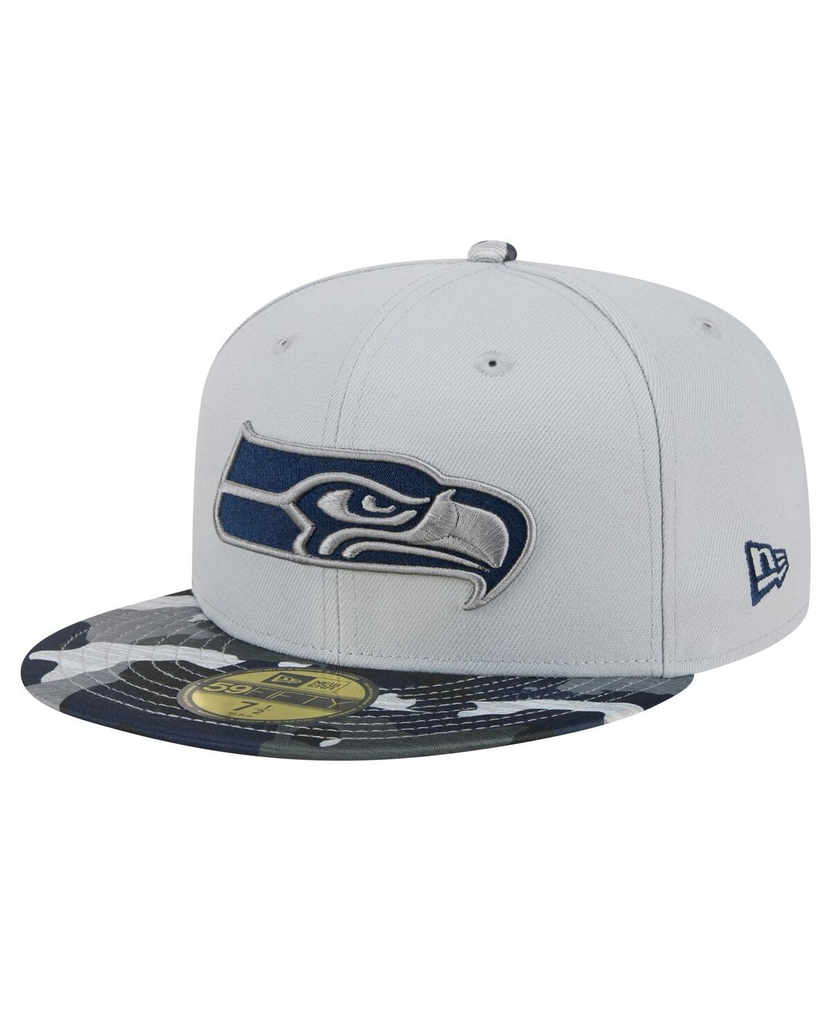 Shop New Era Men's Gray Seattle Seahawks Active Camo 59fifty Fitted Hat In Gray Camo