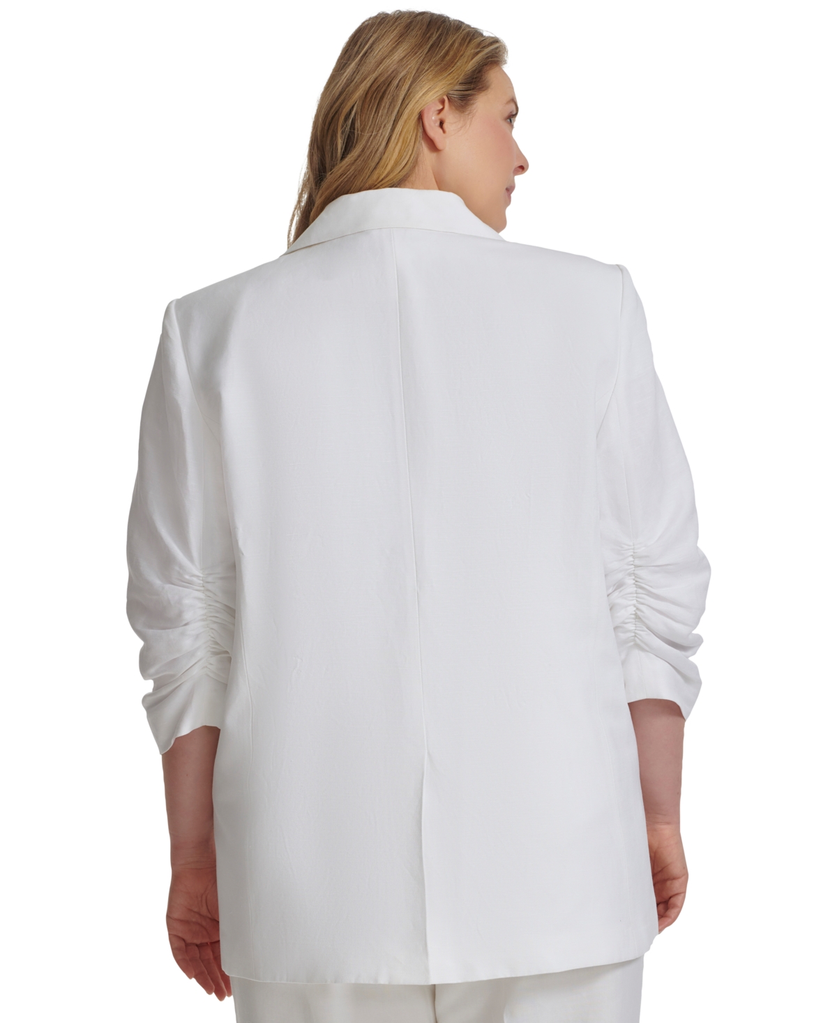 Shop Calvin Klein Plus Size Ruched 3/4-sleeve Blazer In White