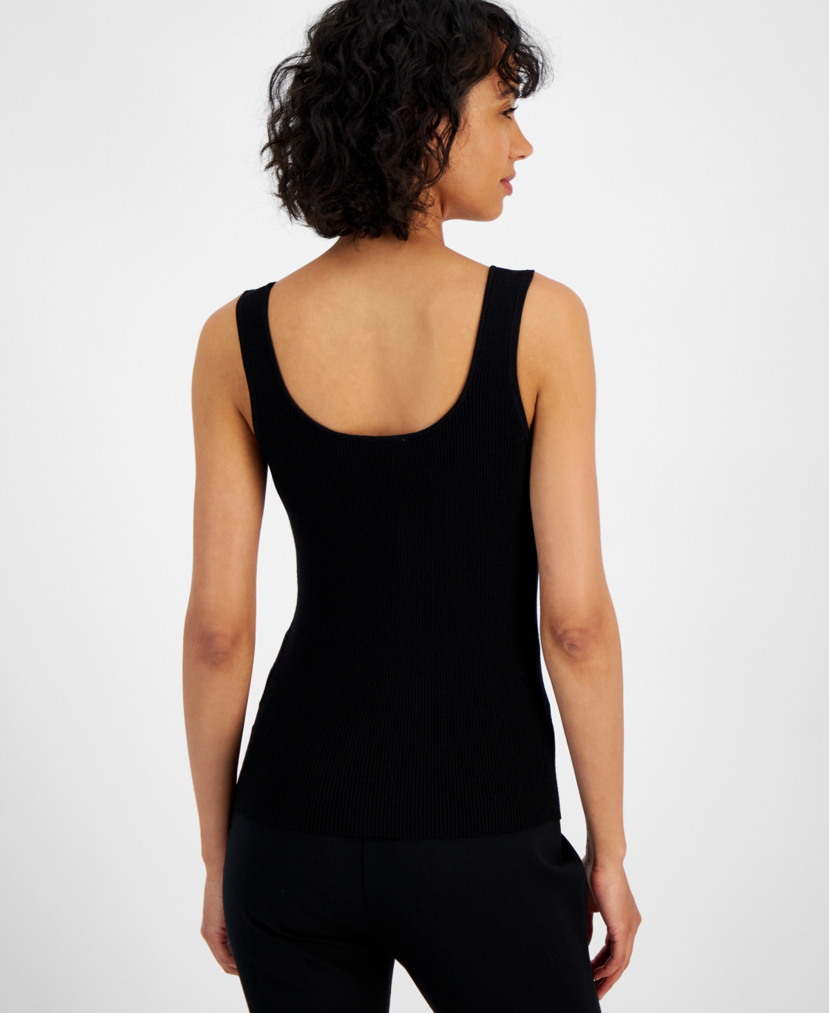 T Tahari Women's Embroidered Sweetheart-Neck Tank Top Sweater