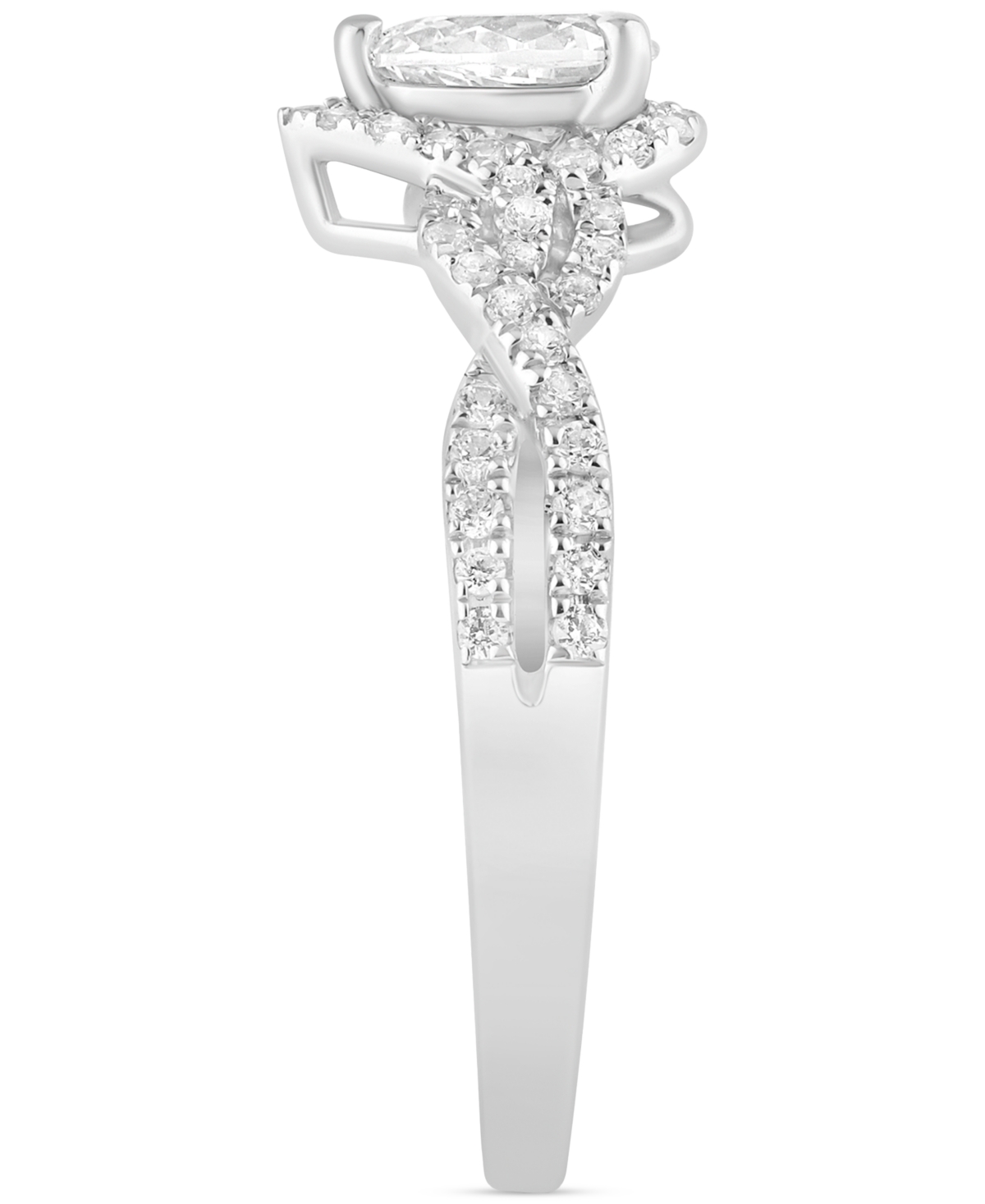 Macy's Diamond Pear Halo Twist Engagement Ring (3/4 Ct. T.w.) In 14k White Gold In White Gold