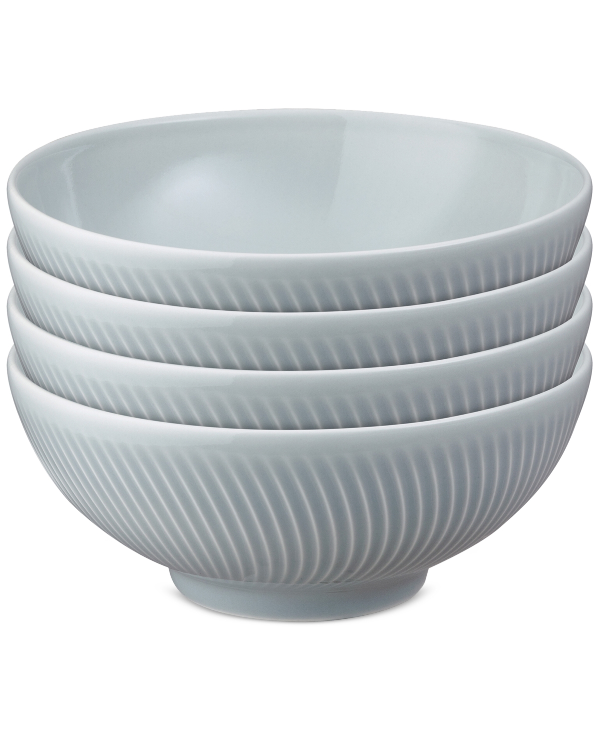 Arc Collection Porcelain Cereal Bowls, Set of 4 - Light Grey