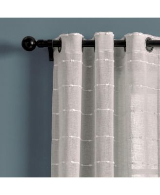 Farmhouse Textured Grommet Sheer Window Curtain Panels