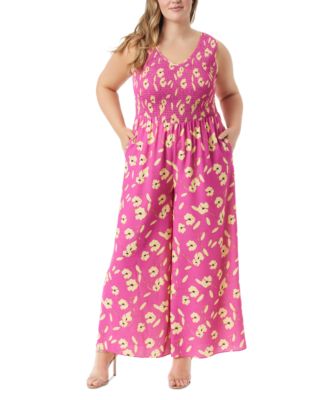 Jessica Simpson - Trendy Plus Size Smocked Top Jumpsuit