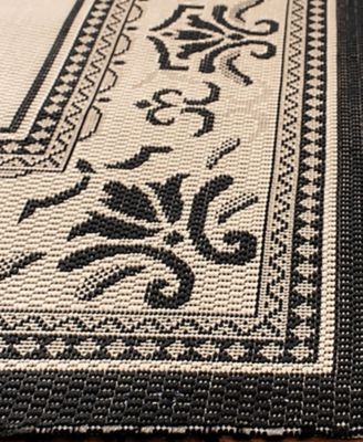 Courtyard CY0901 Sand and Black 8' x 11' Outdoor Area Rug