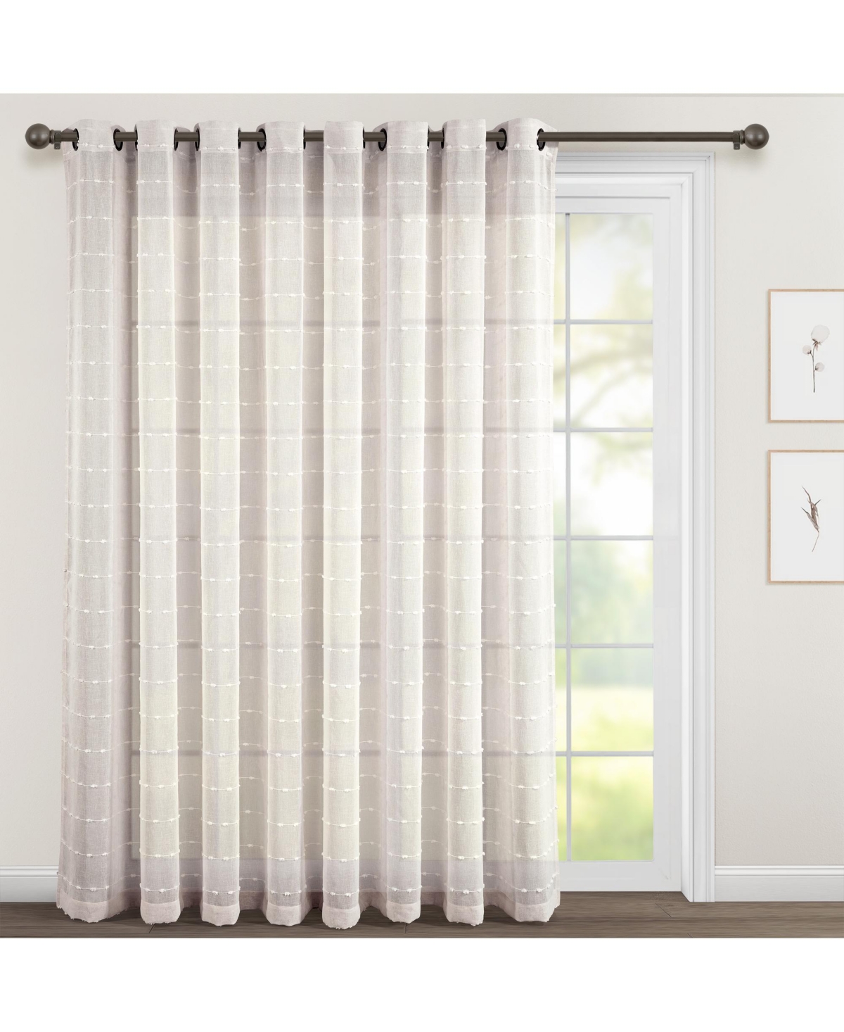 Lush Decor Farmhouse Textured Grommet Sheer Window Curtain Panels