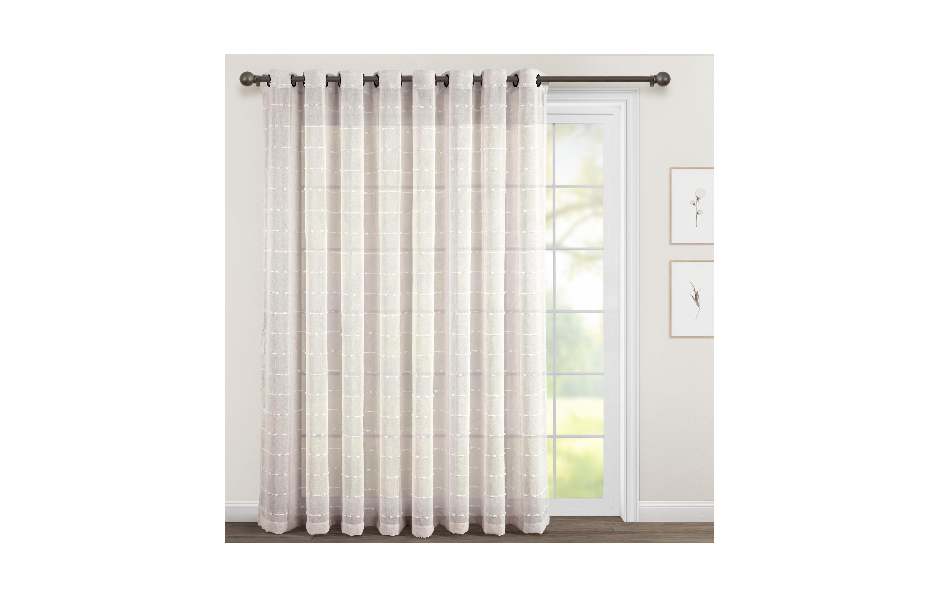 Lush Decor Farmhouse Textured Grommet Sheer Window Curtain Panels