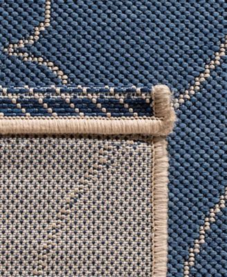 Courtyard CY7321 Beige and Blue 5'3" x 7'7" Sisal Weave Outdoor Area Rug