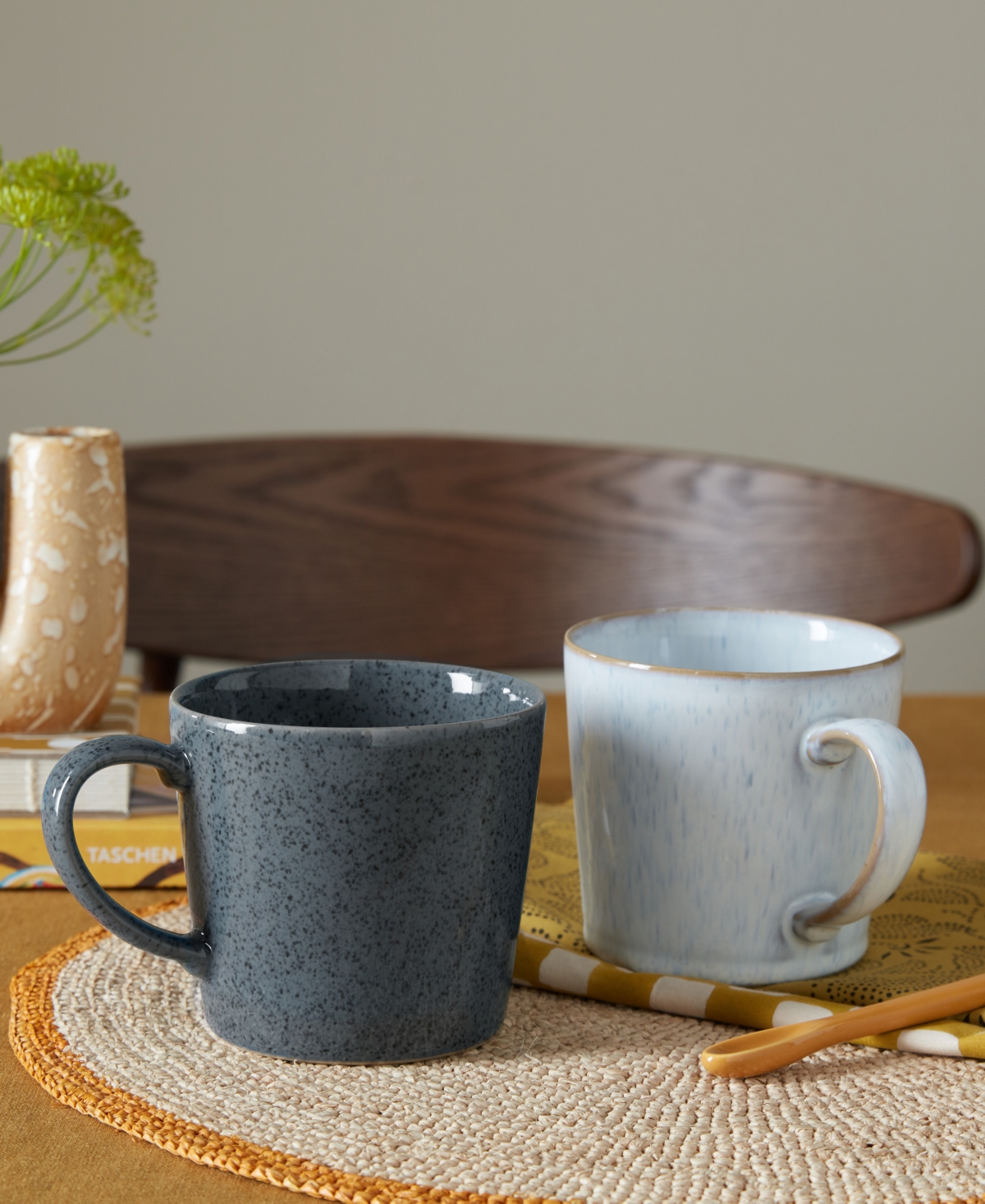 DenbySpeckle Collection Stoneware Mugs, Set of 2 - White