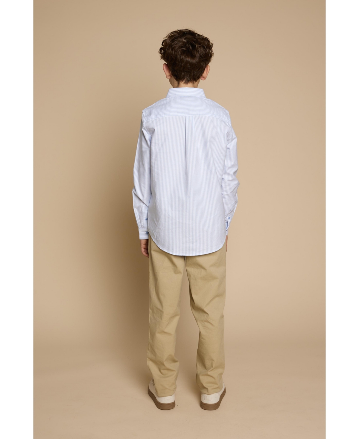 B by Brooks Brothers Big Boys Pinstripe Woven Long Sleeve Oxford Shirt