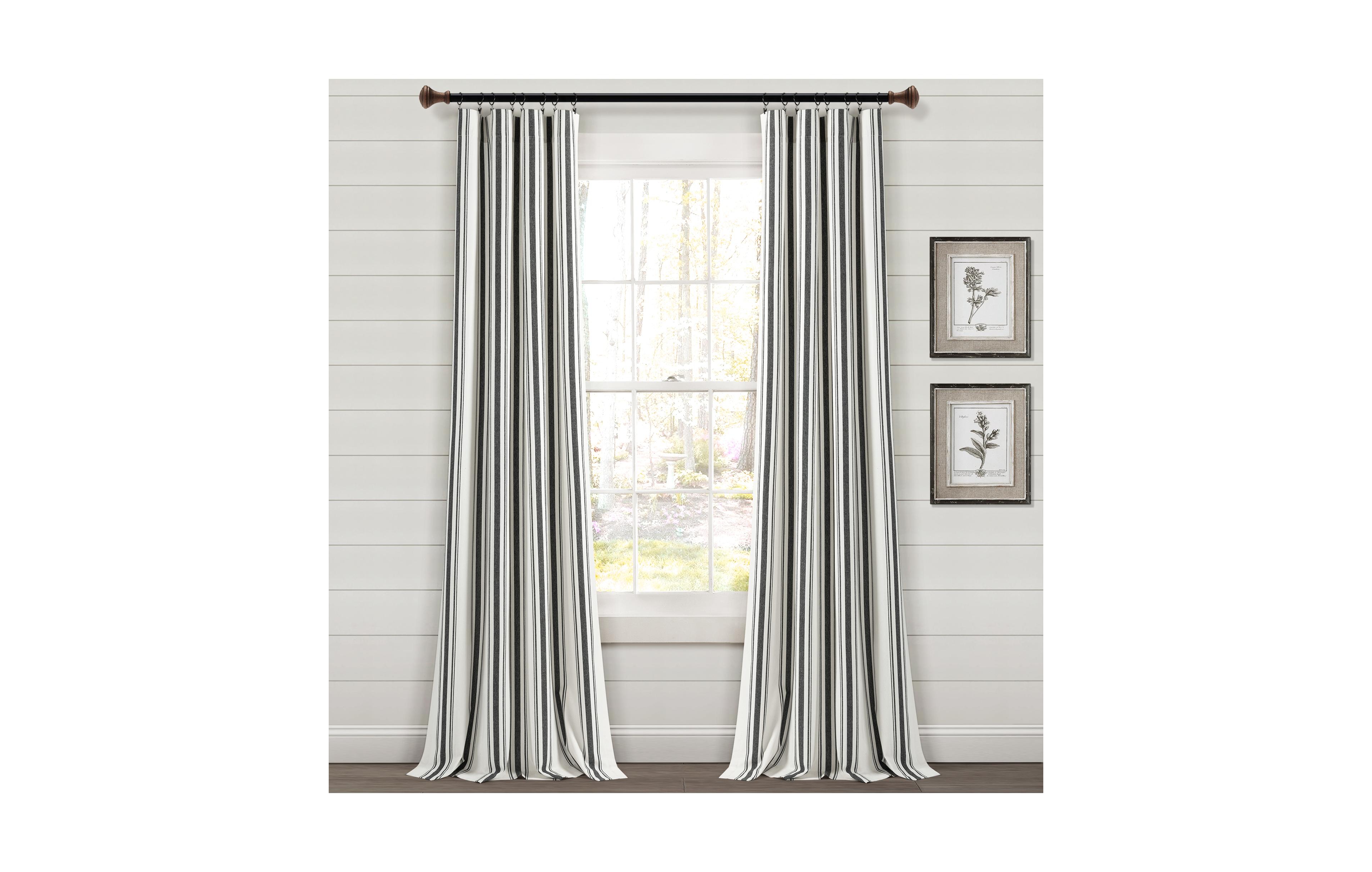 Lush Decor Farmhouse Stripe Yarn Dyed Eco-Friendly Recycled Cotton Window Curtain Panels