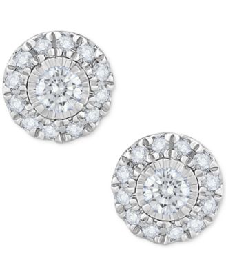 Diamond Halo Stud Earrings (1/4 ct. t.w.) in 14k White Gold or 14k Gold