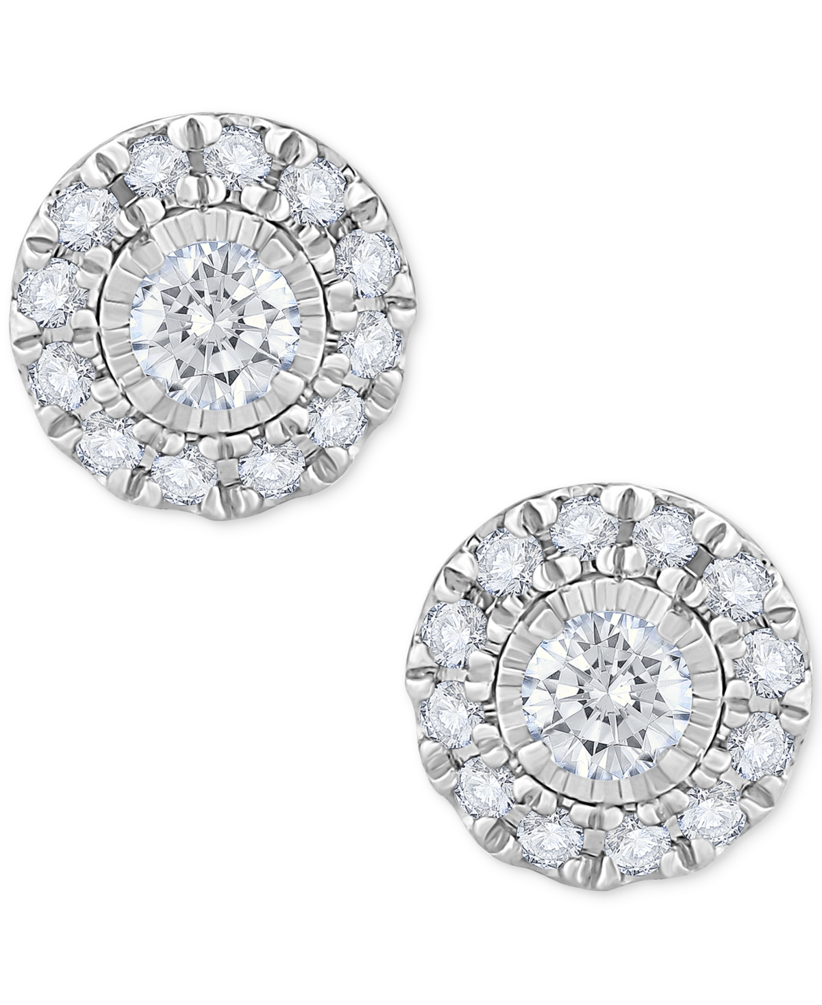 Diamond Halo Stud Earrings (1/4 ct. t.w.) in 14kor 14k Gold - White Gold