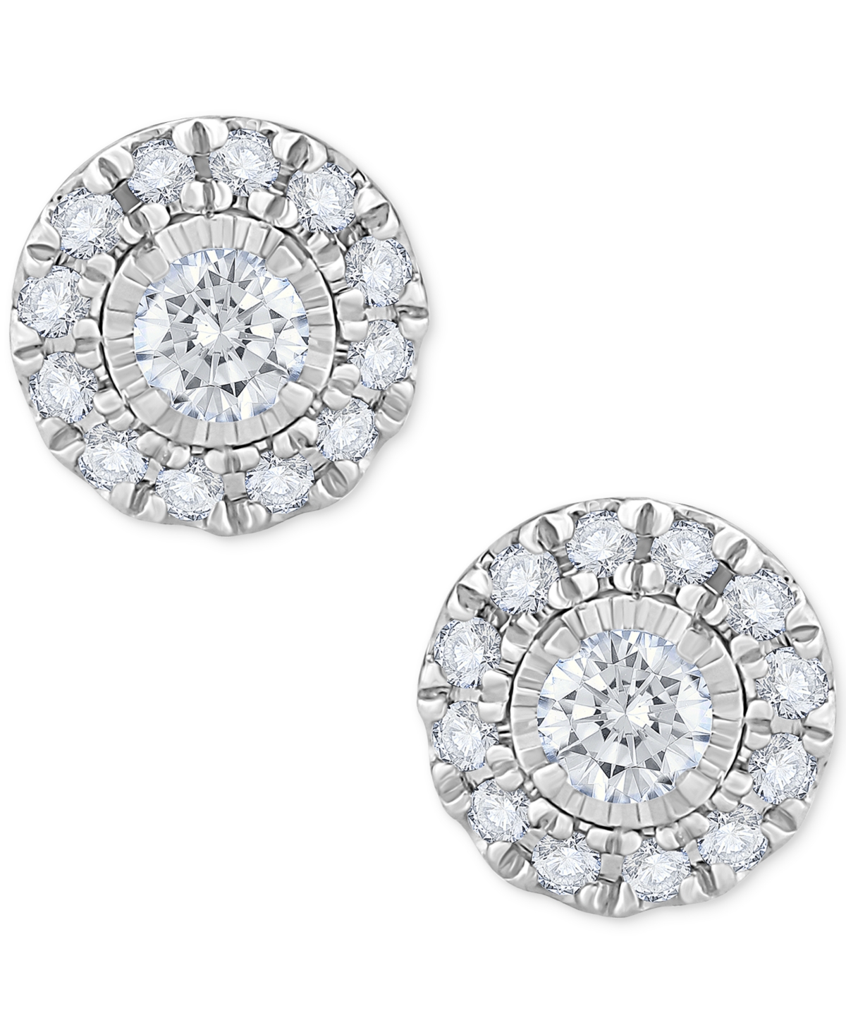 Shop Macy's Diamond Halo Stud Earrings (1/4 Ct. T.w.) In 14k White Gold