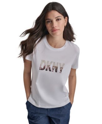 DKNY - Women's Cityscape-Rhinestone Logo T-Shirt