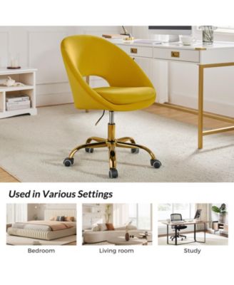 Modern Velvet Office Chair with Adjustable Swivel for Study Vanity