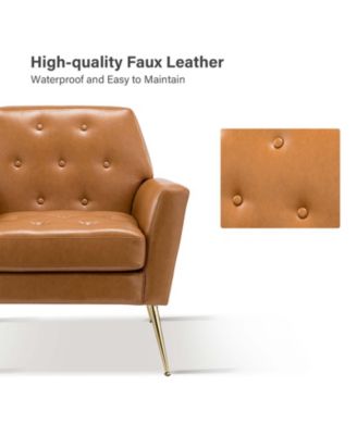 Modern Faux Leather Accent Chair for Living Room Bedroom