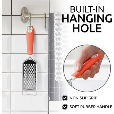 Cheese Grater Stainless Steel - Durable Rust-Proof Metal Lemon Zester Grater With Handle
