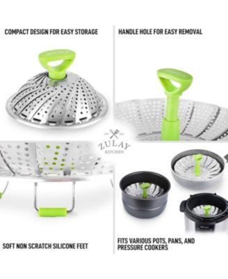 Expandable Vegetable Steamer Basket Stainless Steel Fits Various Size Pots, Pans, & Pressure Cookers