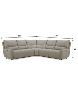 Olper 5-Pc. Fabric Zero Wall Sectional Sofa with Two Power Motion Pieces, Created for Macy's	