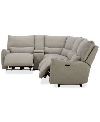 Olper 5-Pc. Fabric Zero Wall Sectional Sofa with Three Power Motion Pieces & Console, Created for Macy's