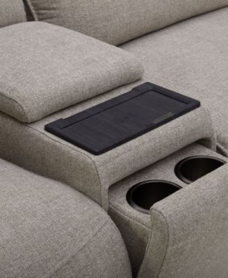 Olper 6-Pc. Fabric Zero Wall Sectional Sofa with Two Power Motion Pieces & Console, Created for Macy's