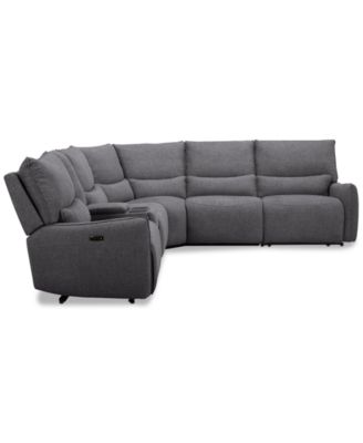 Olper 6-Pc. Fabric Zero Wall Sectional Sofa with Two Power Motion Pieces & Console