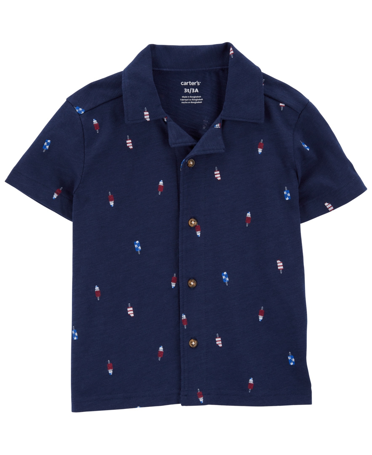 Shop Carter's Toddler Boys Popsicle Button Front Shirt In Navy