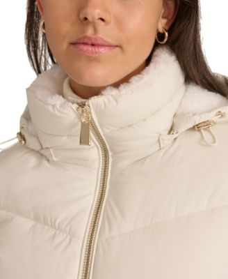 Women's Faux-Fur-Lined Hooded Puffer Coat