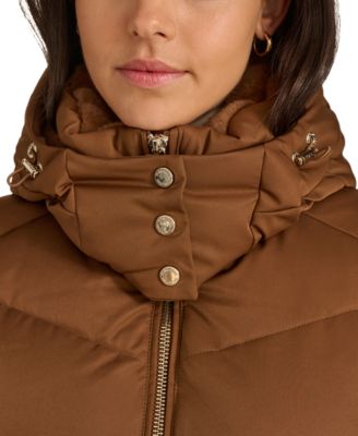 Women's Hooded Faux-Fur-Lined Midi Puffer Coat
