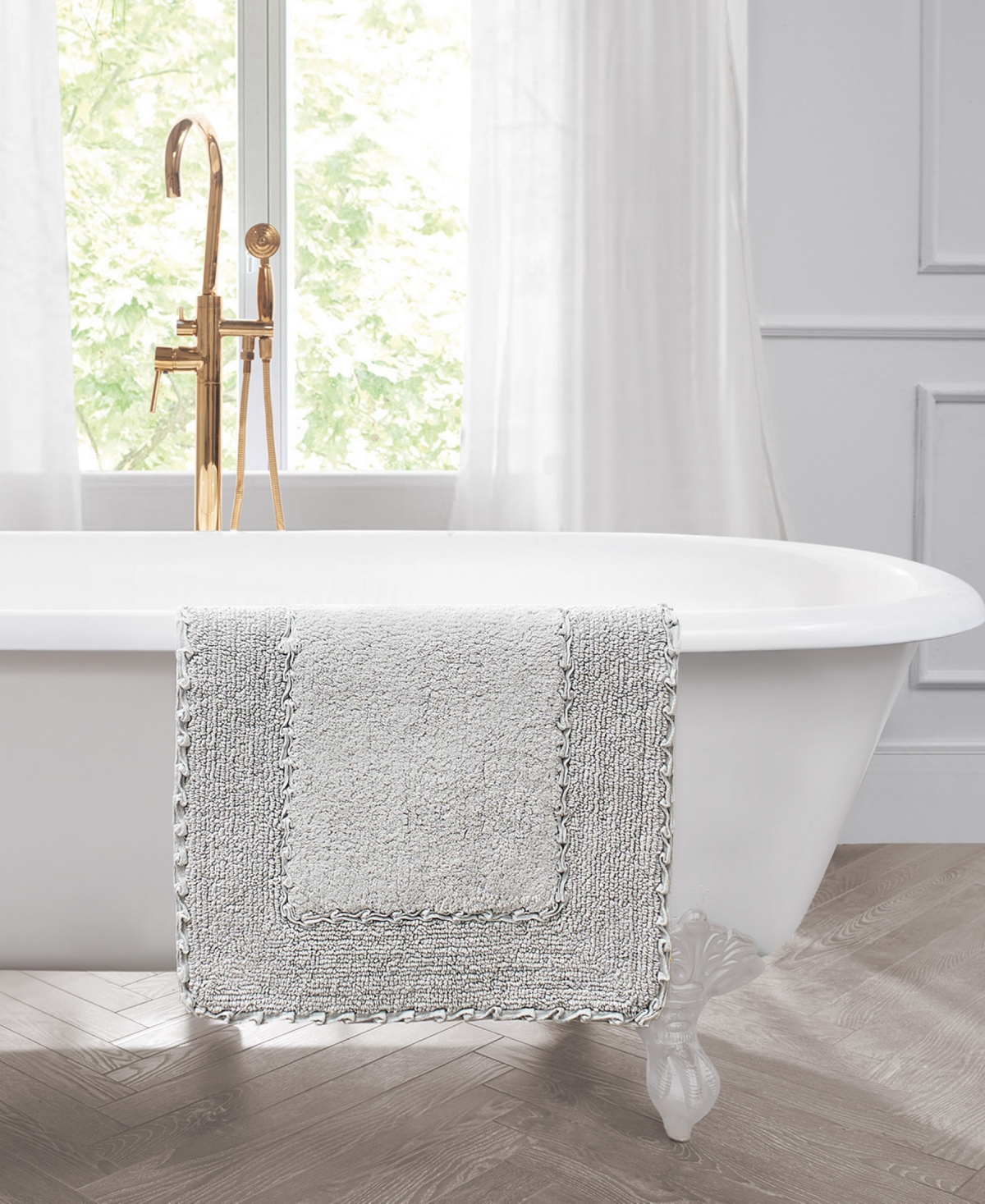 Laura Ashley Ruffle Cotton 2-Pc. Bath Rug Set