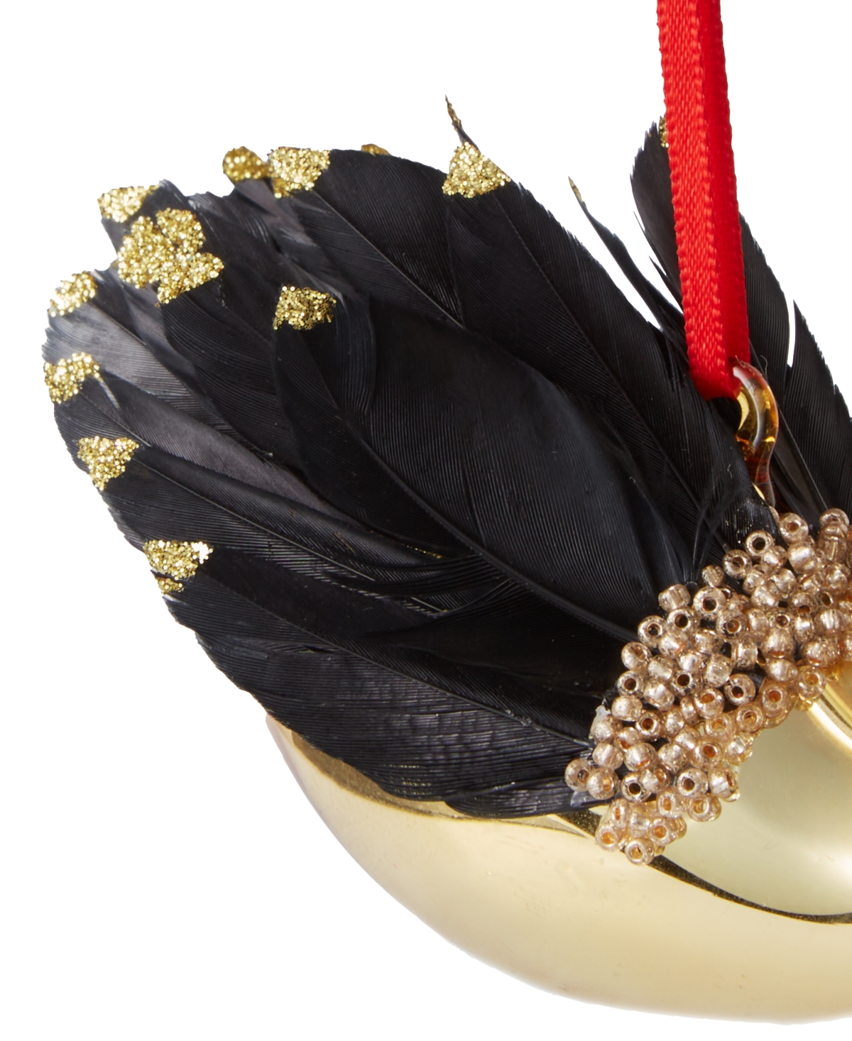 Holiday Lane Shine Bright Black & Gold Swan Ornament, Exclusively At Macy's In No Color