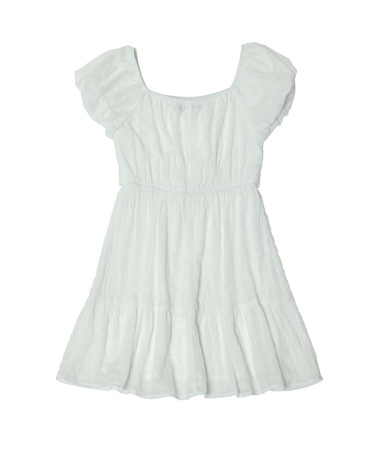 Shop Trixxi Big Girls Puff Sleeve Tie Waist Dress In White