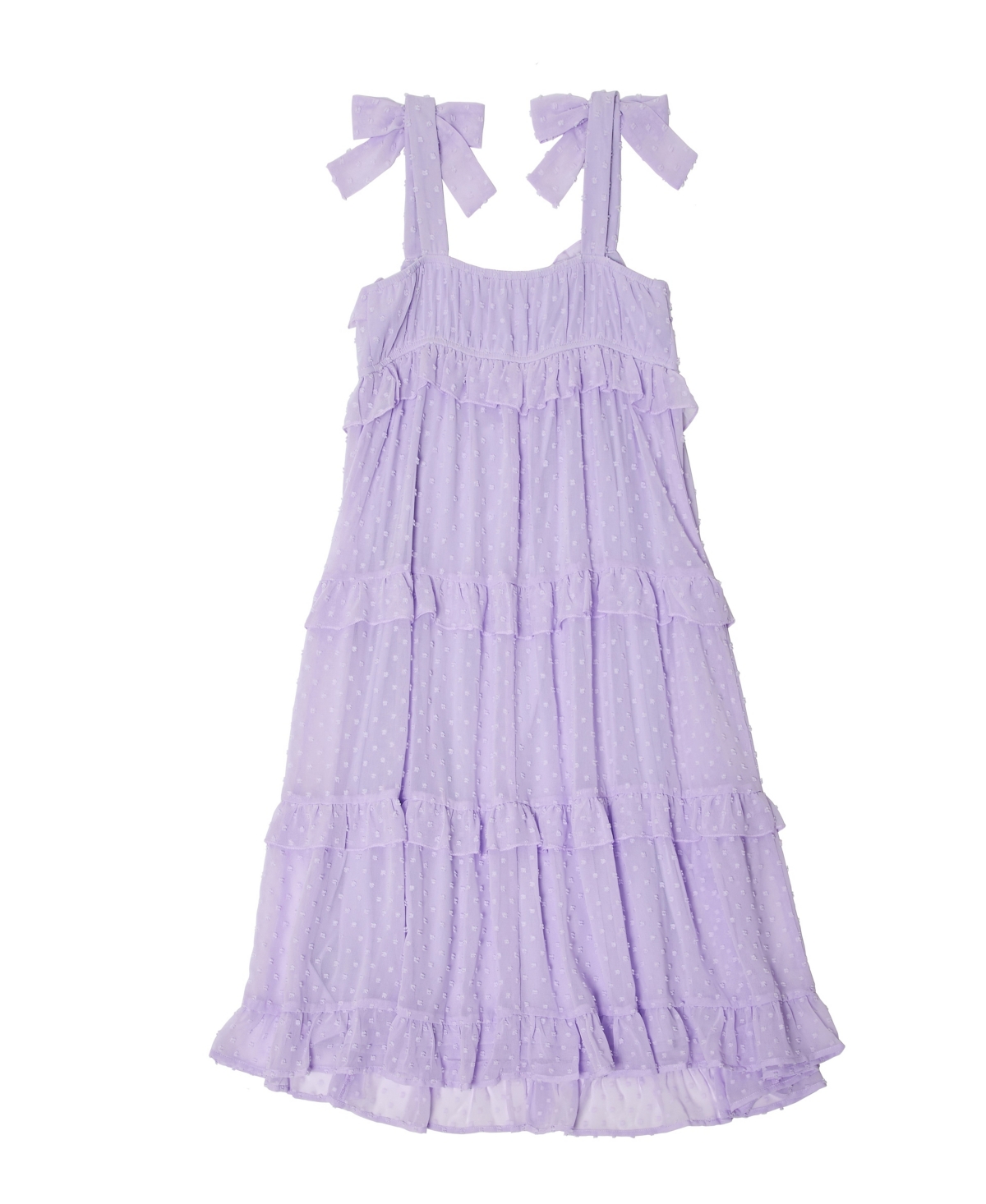 Shop Trixxi Big Girls Tie Shoulder Tiered Ruffle Casual Dress In Purple