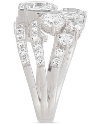 Cubic Zirconia Cluster Statement Ring in Sterling Silver