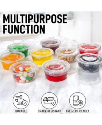 50 Pack Clear Jello Shot Cups with Lids - Disposable Condiment Cups
