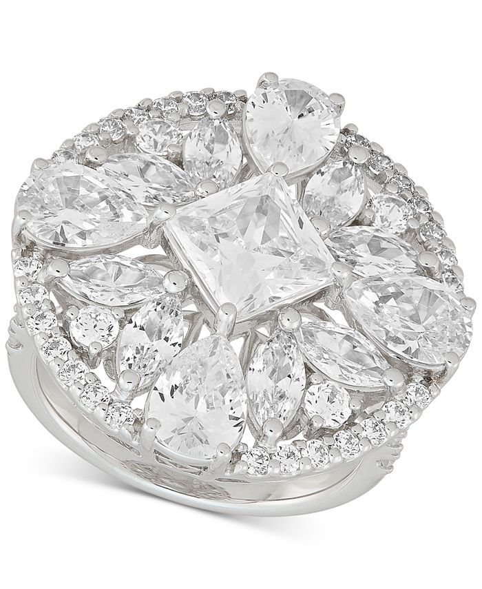 Arabella Cubic Zirconia Mixed Cut Circle Cluster Statement Ring in